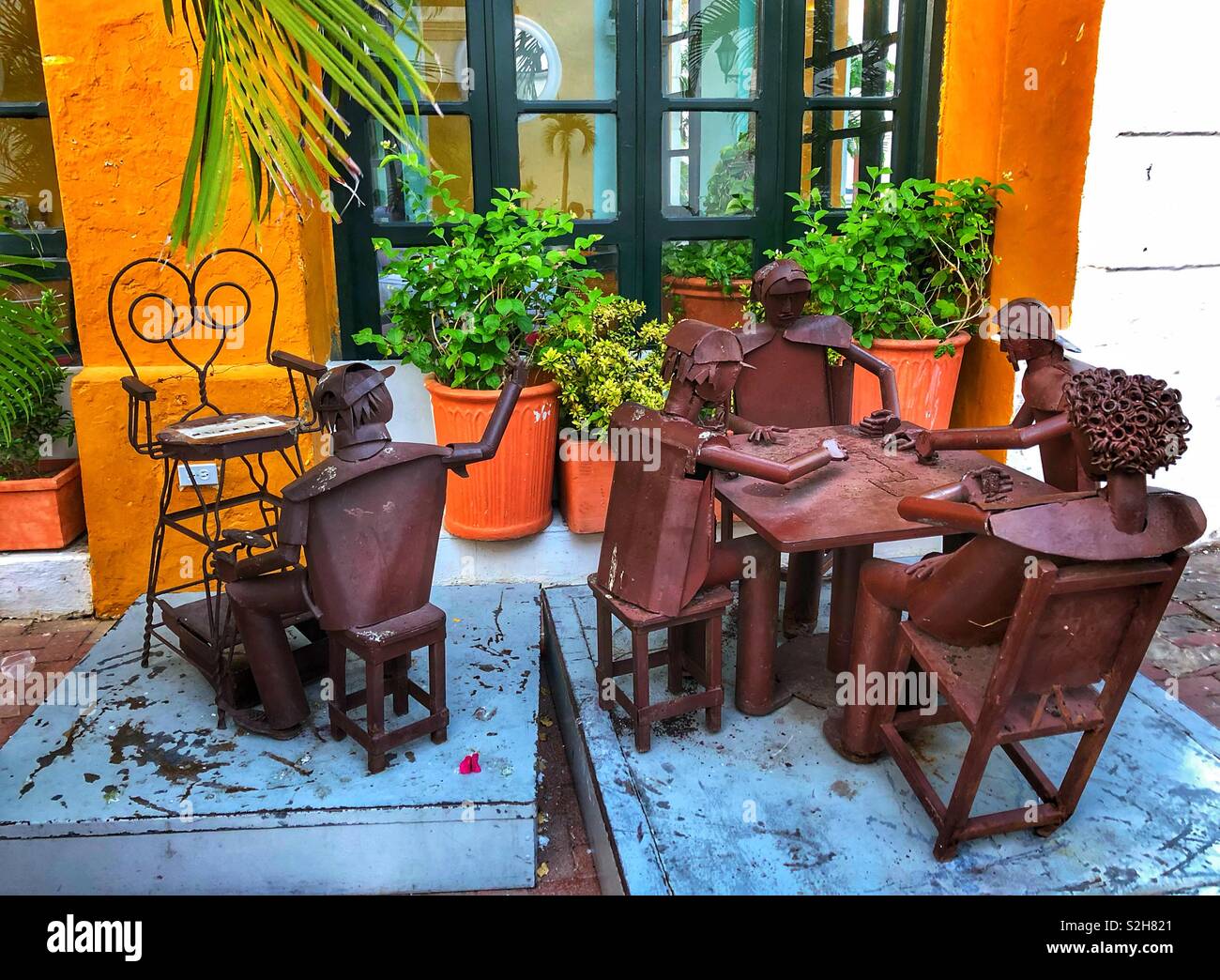 Metal sculptures in Cartagena, Colombia. - Smartphone Captured Stock Image