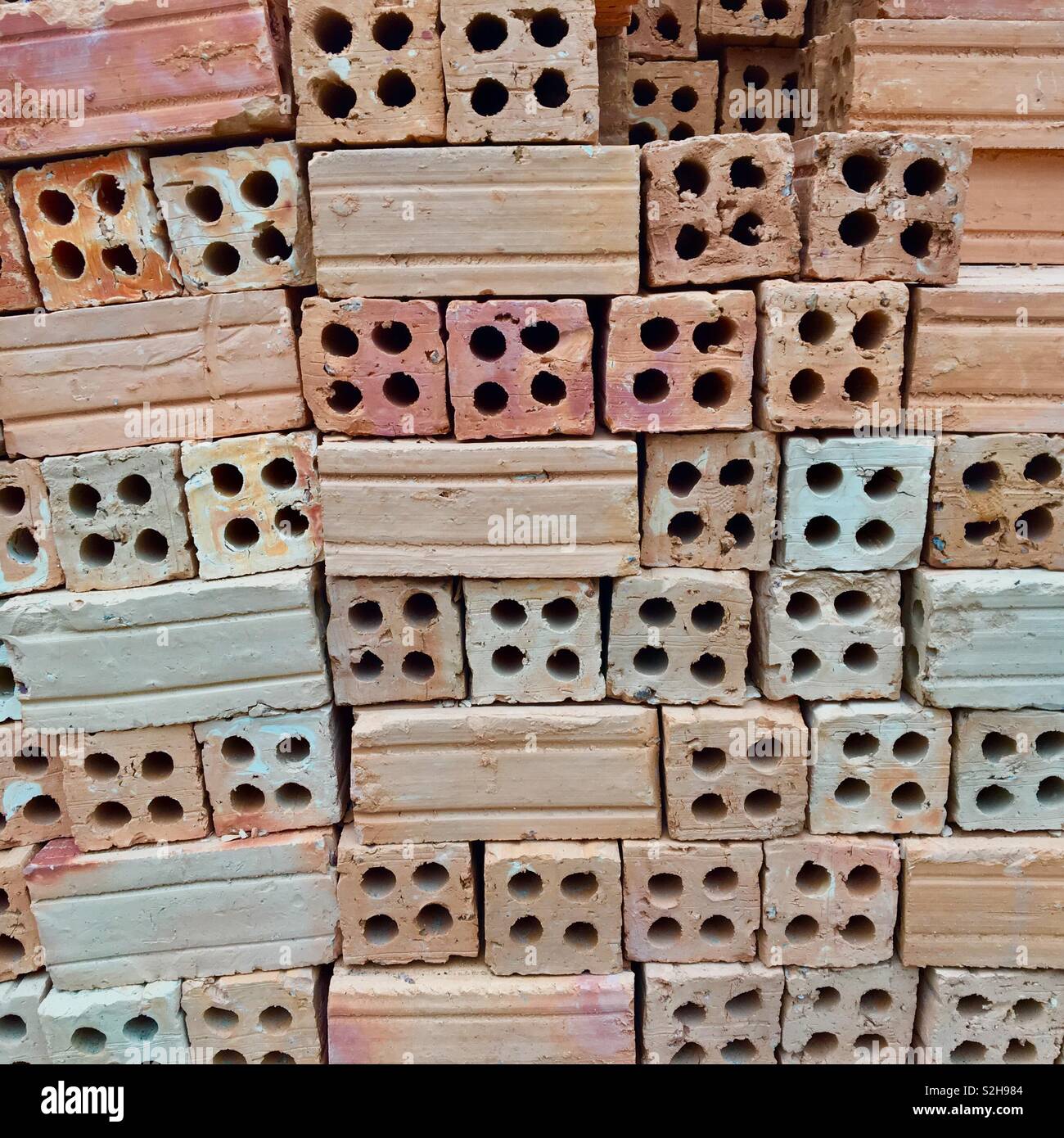 Bricks in Laos at building site - Smartphone Captured Stock Image