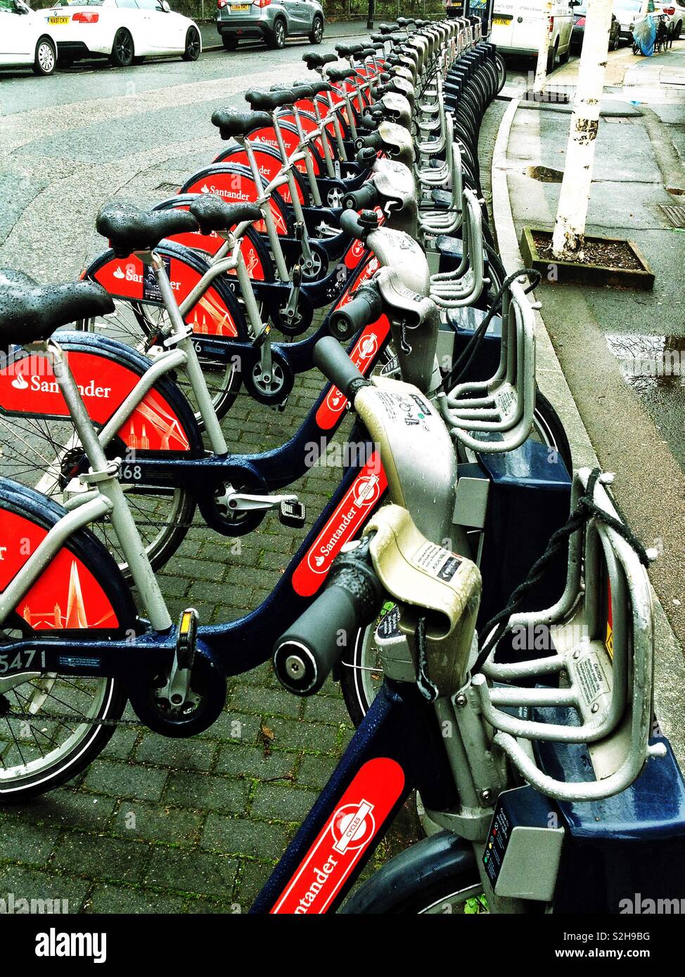 A public cycle hire docking station near London Bridge railway station