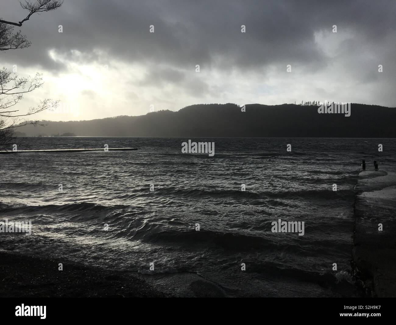 Lake Windermere on a windy day Stock Photo
