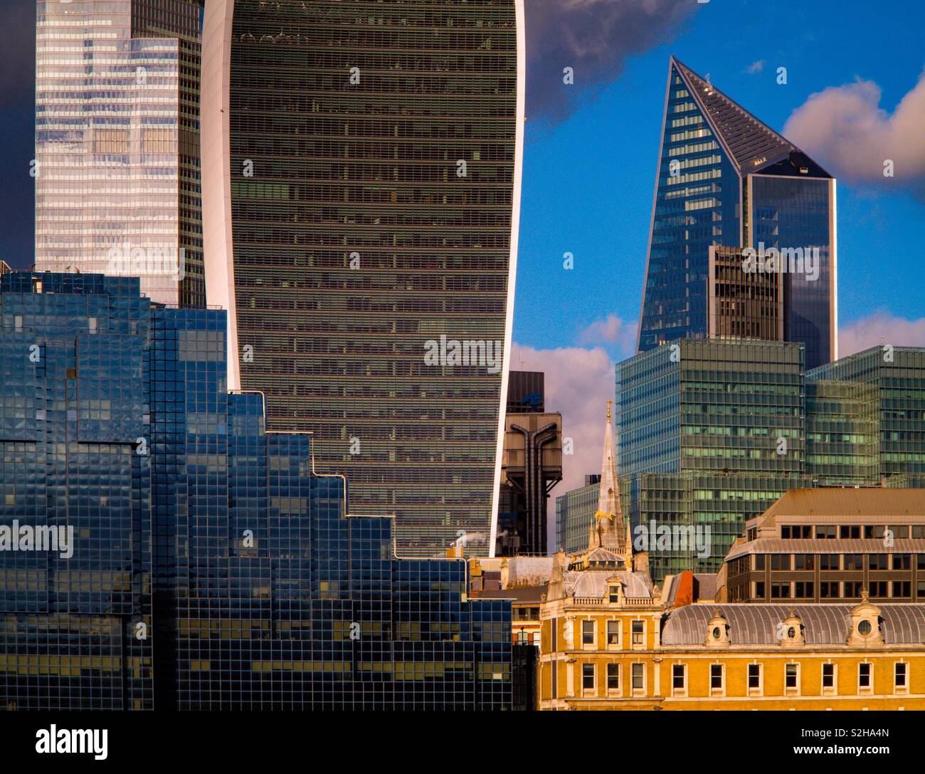View of modern office buildings in the city of London England UK - Smartphone Captured Stock Image