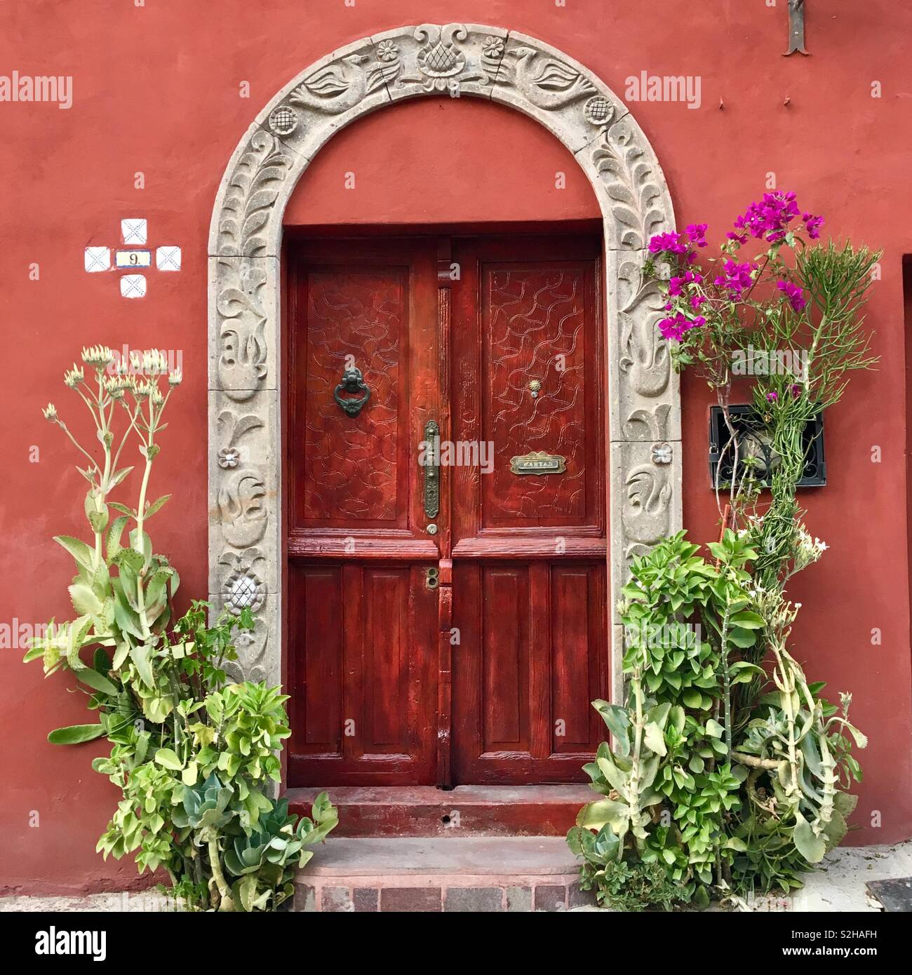 Door of a house , San Miguel de Allende , Mexico - Smartphone Captured Stock Image