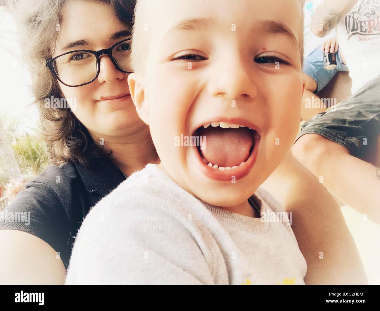 Mother and son portrait - Smartphone Captured Stock Image