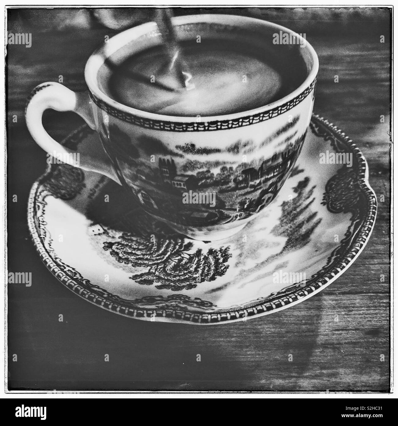 Cup of coffee in vintage cup Stock Photo Alamy