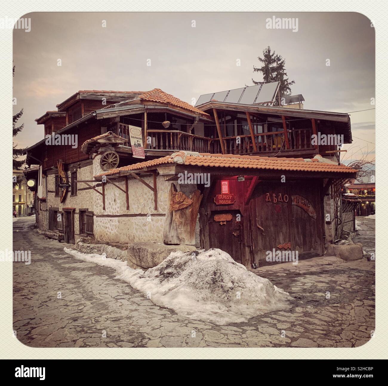 Traditional house in Bansko Bulgaria - Smartphone Captured Stock Image
