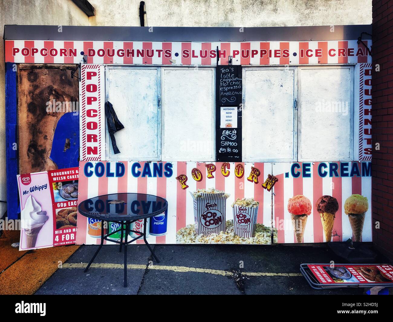 Closed fast food stall in February. - Smartphone Captured Stock Image