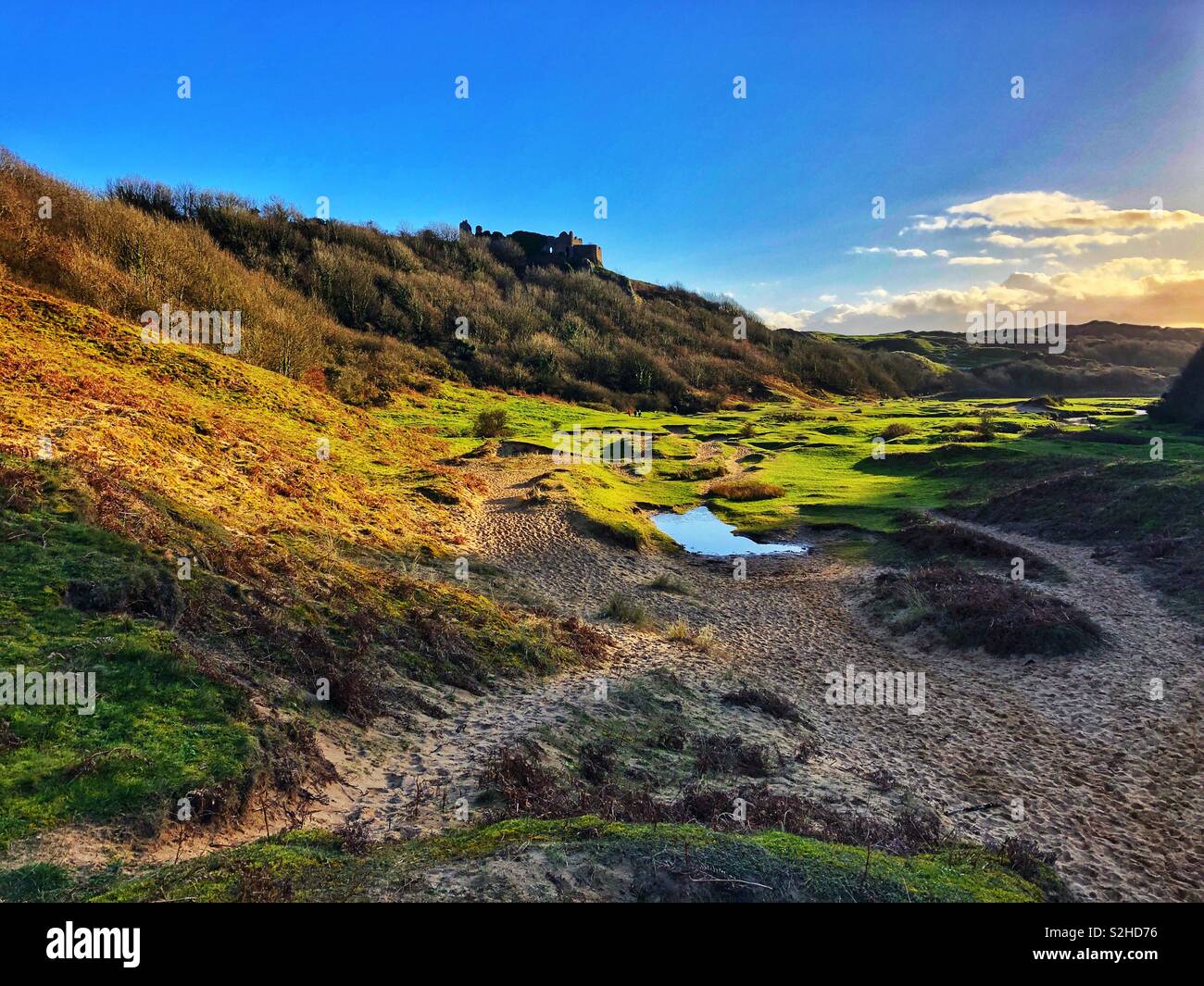 Pennard Castle overlooking Pennard Pill, Gower, Swansea, Wales, February. - Smartphone Captured Stock Image