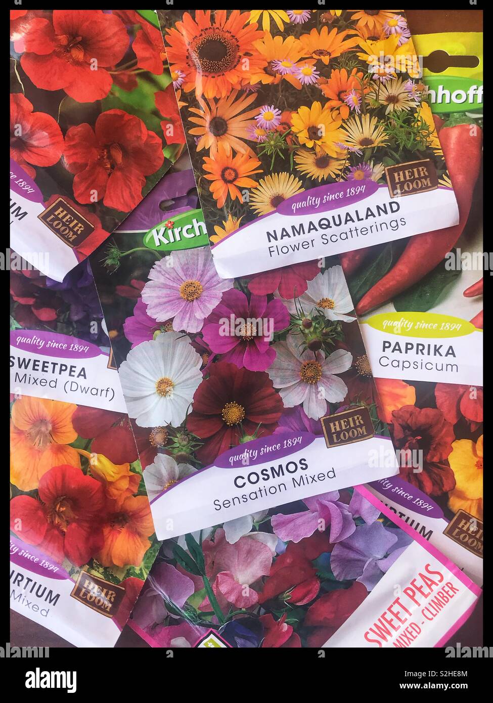 Variety of seed packets Stock Photo Alamy