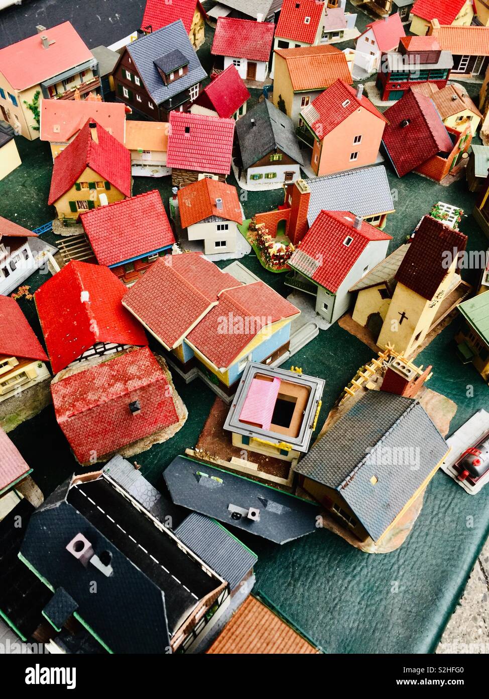 Top view model village concept - Smartphone Captured Stock Image