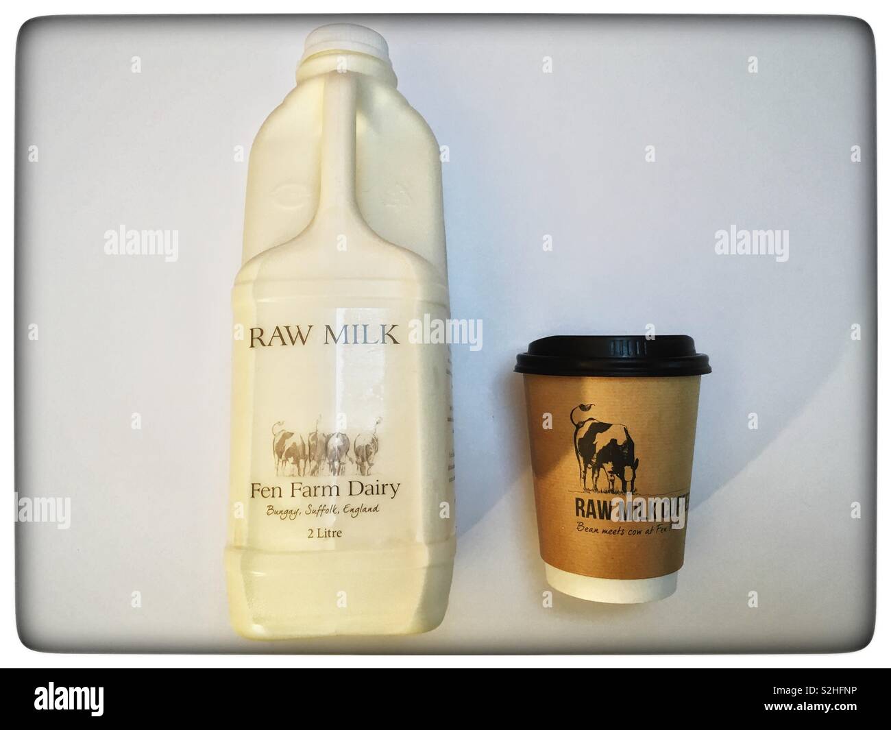 Fen Farm Dairy, Bungay Suffolk, Raw milk and coffee - Smartphone Captured Stock Image
