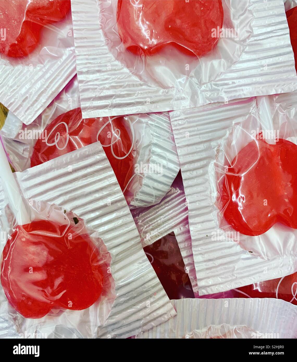 Red Valentines lollipops - Smartphone Captured Stock Image