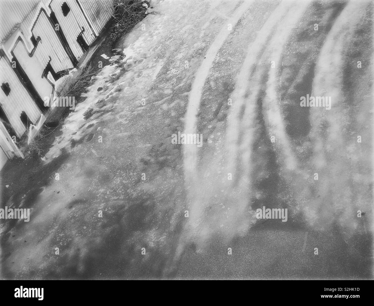 Black and white graffiti and ice tracks blur - Smartphone Captured Stock Image