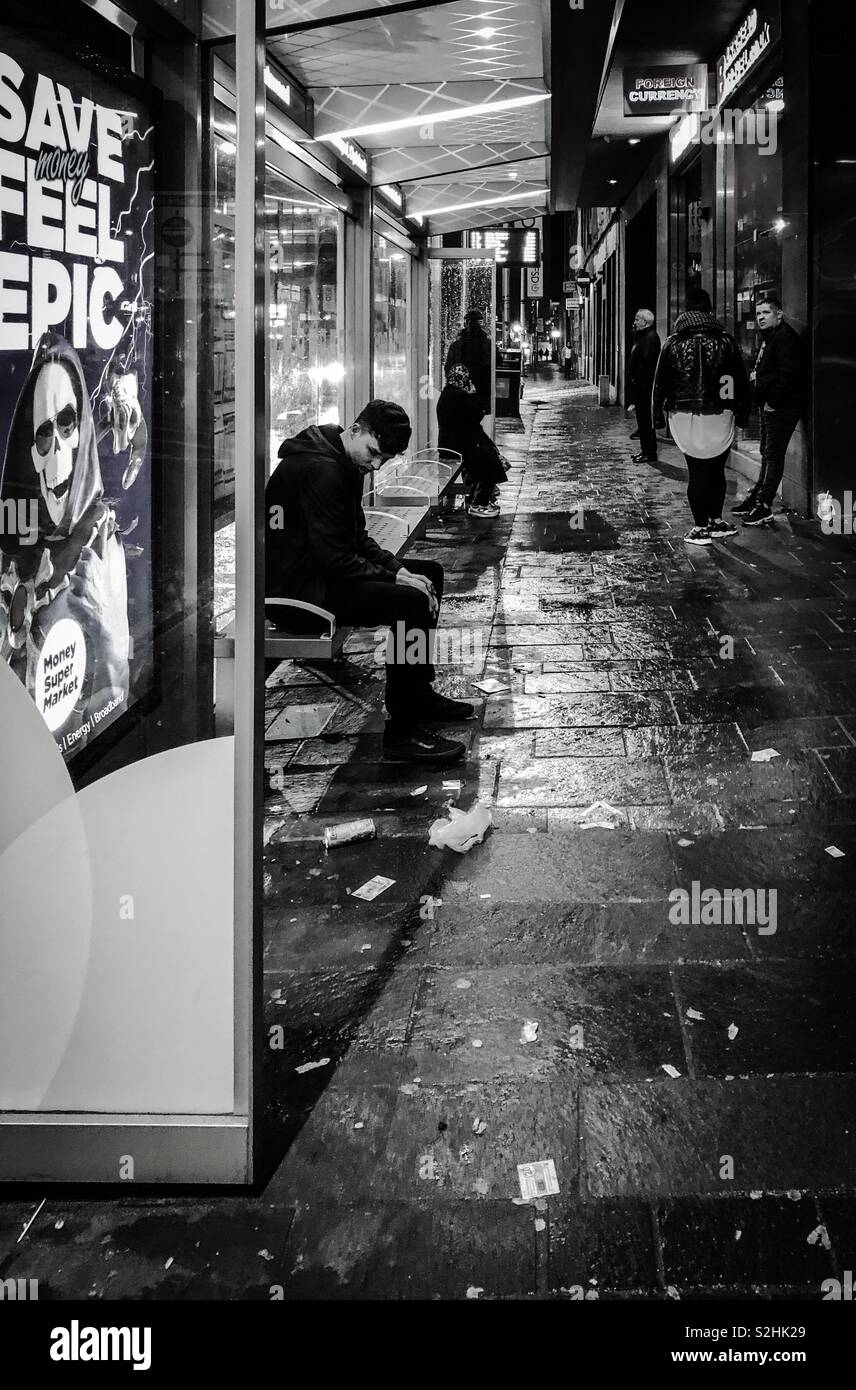 Late night Glasgow street scene. Scotland. UK. - Smartphone Captured Stock Image
