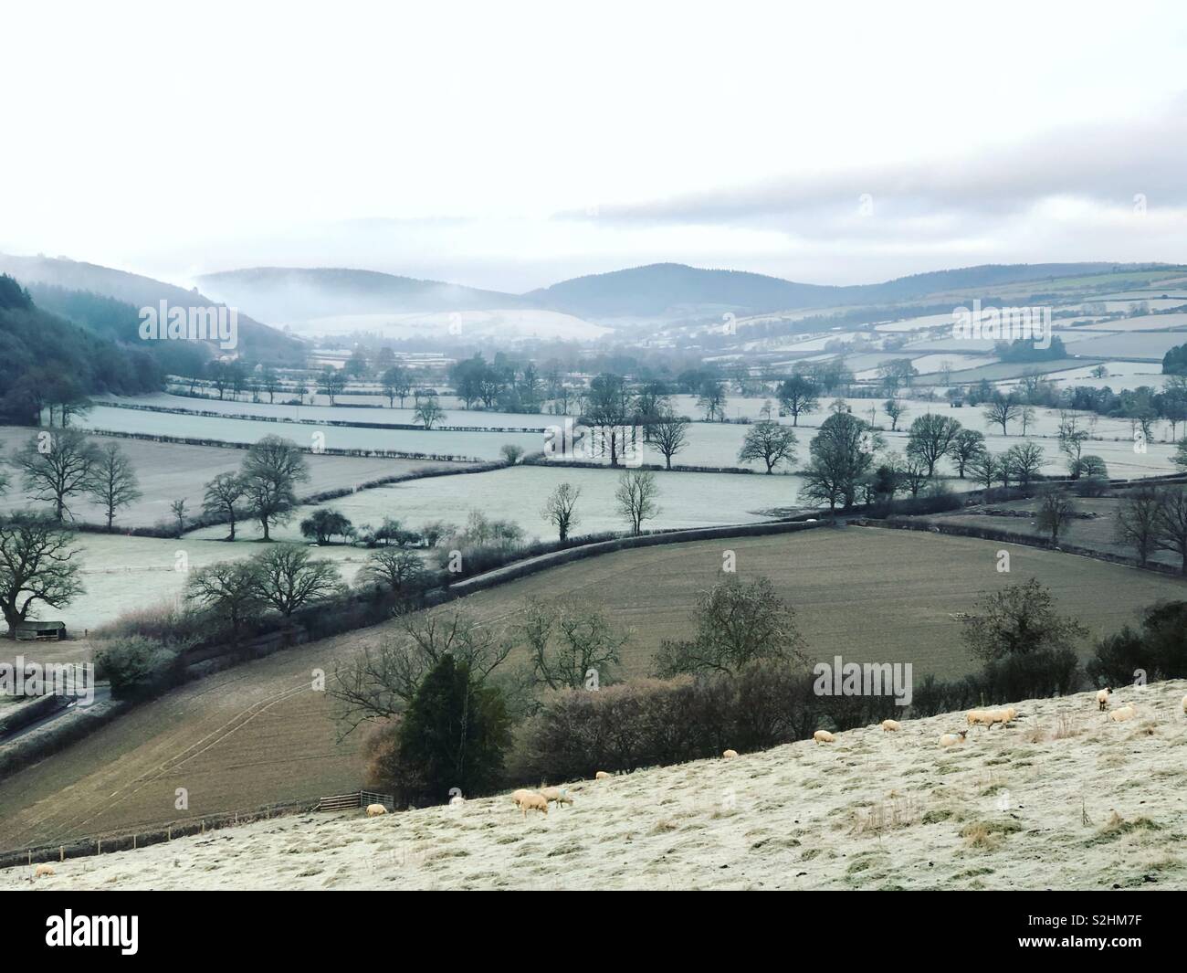 Shropshire winter landscape Stock Photo