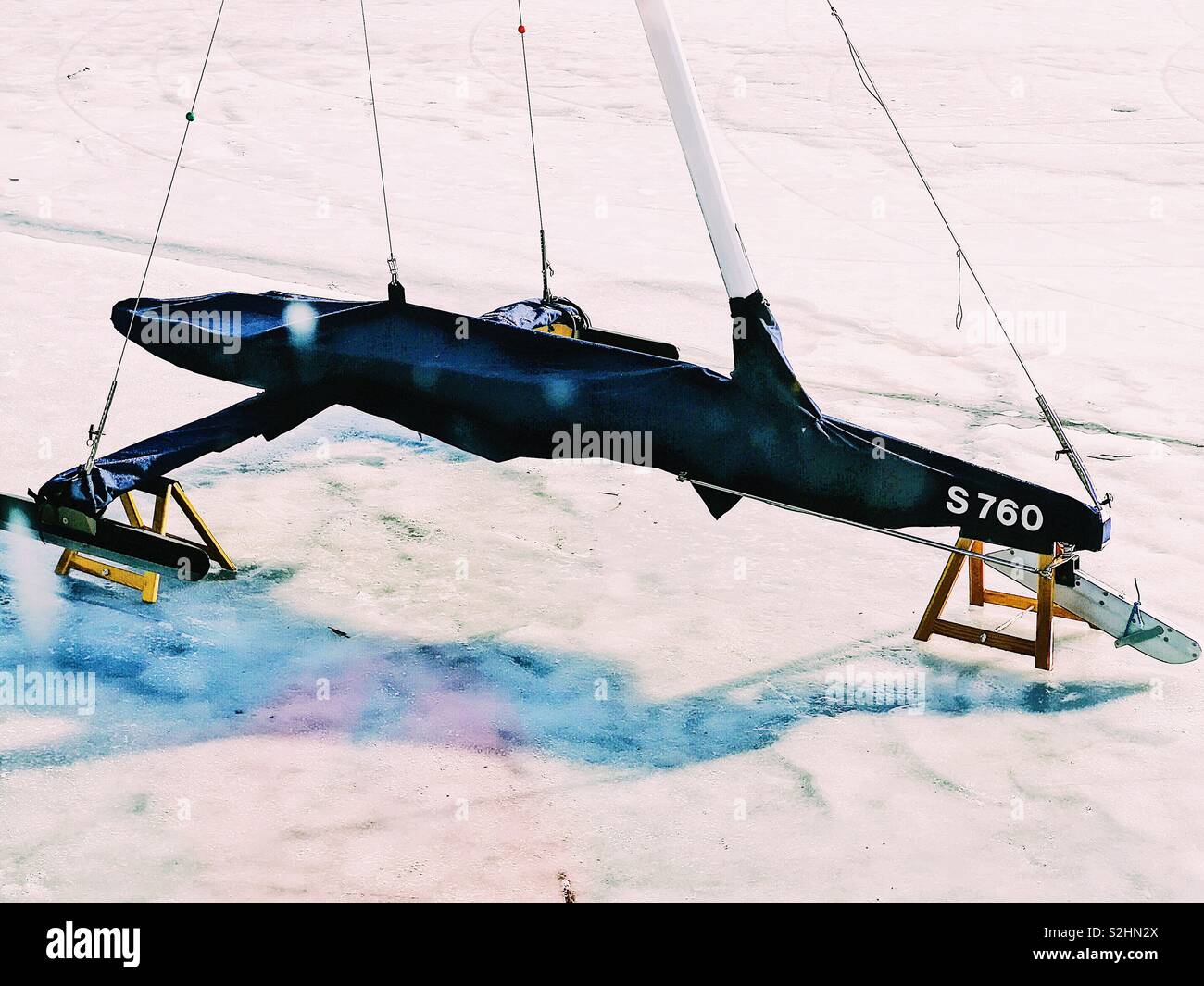 Iceboat or ice yacht, Sweden, Scandinavia - Smartphone Captured Stock Image