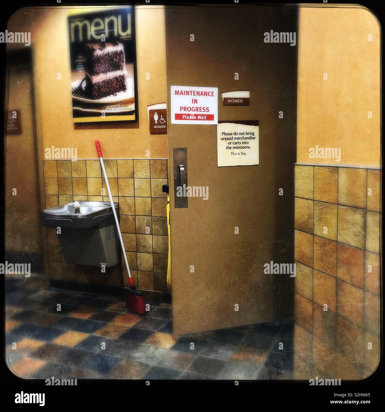 Ladies room at local grocery closed for maintenance - Smartphone Captured Stock Image