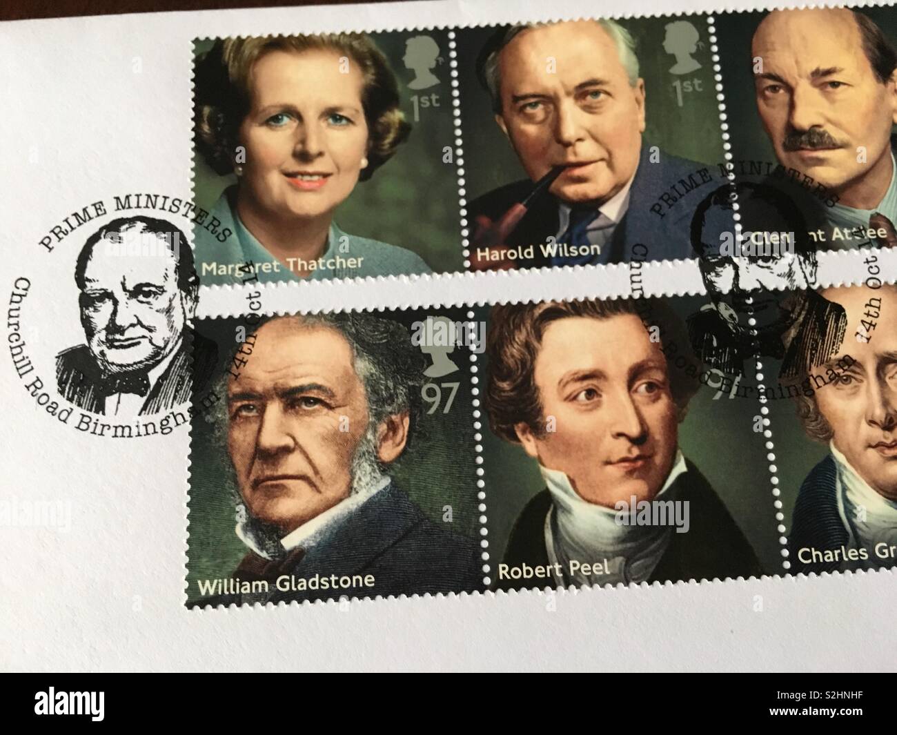 Great Britain stamps first day cover - Prime Minister - Smartphone Captured Stock Image