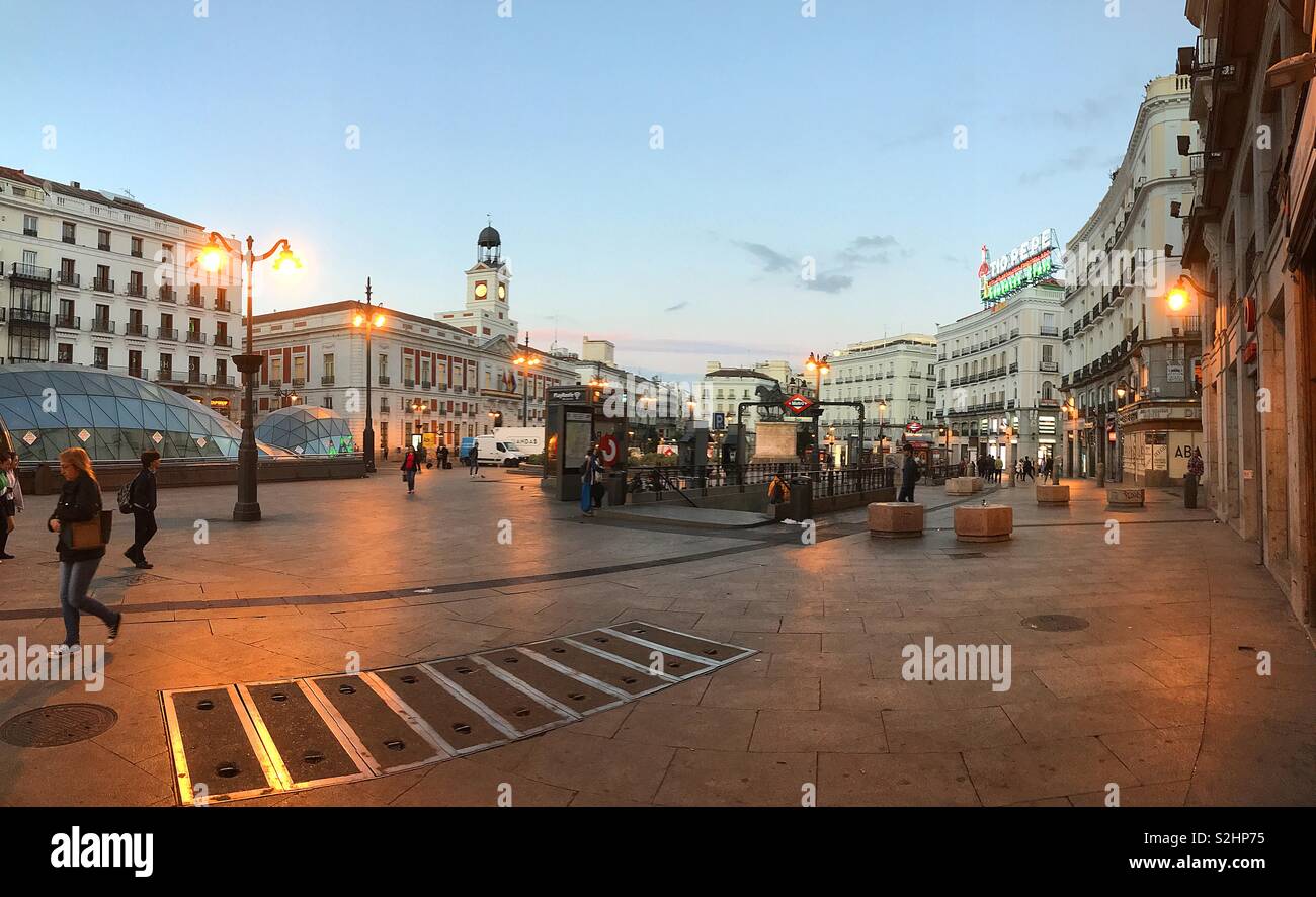 Puerta del Sol, night view. Madrid, Spain. - Smartphone Captured Stock Image