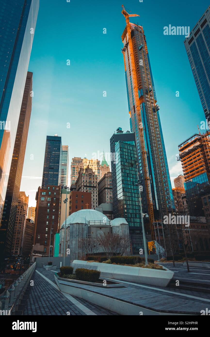 Towering buildings in New York City Stock Photo