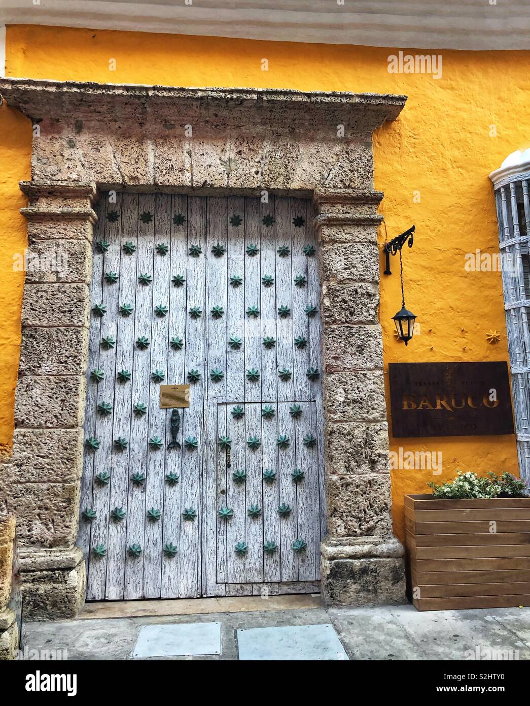 Colonial architecture in Old Town Cartagena, Colombia. - Smartphone Captured Stock Image
