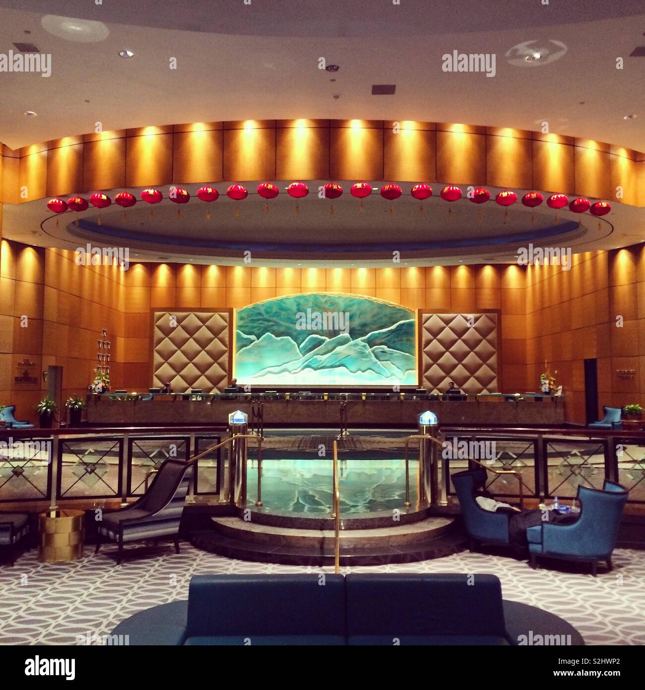 Lobby, Grand Pequot Tower, Foxwoods Resort Casino, Mashantucket, Connecticut, United States Stock Photo