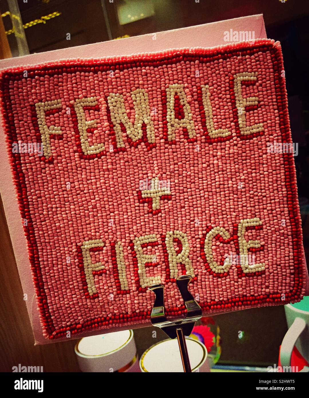 Sign saying female and fierce, USA Stock Photo