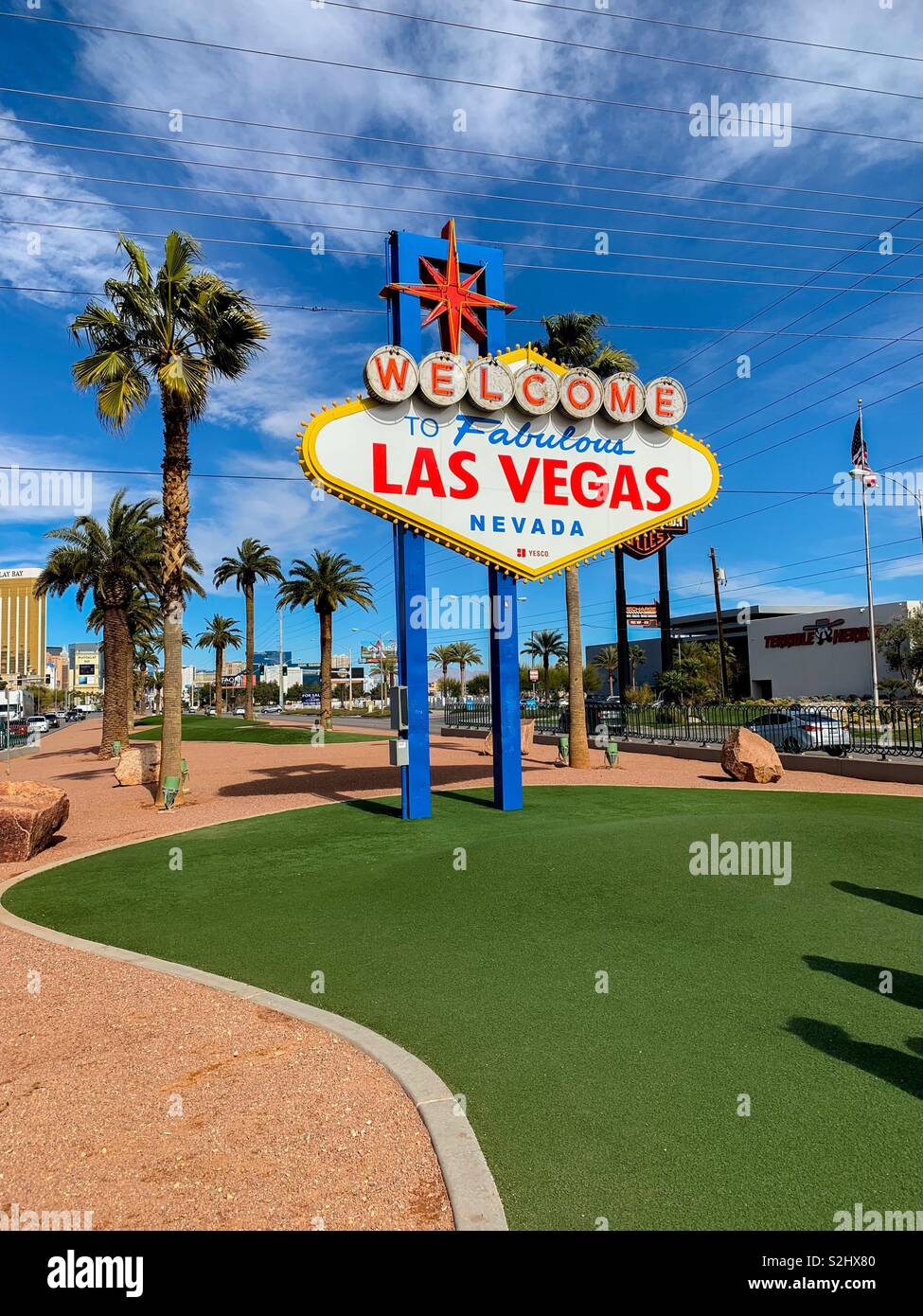 The “Welcome to Las Vegas” sign at the southern end of The Strip Stock Photo