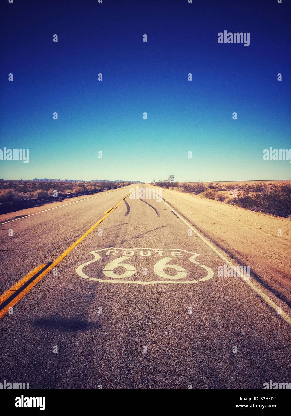 The famous Route 66 runs through the desert Stock Photo Alamy