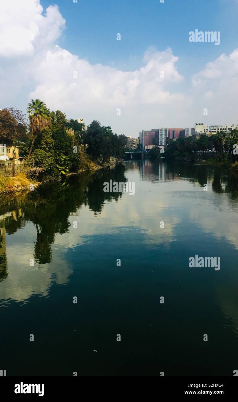 Reflections on the nile river - Smartphone Captured Stock Image