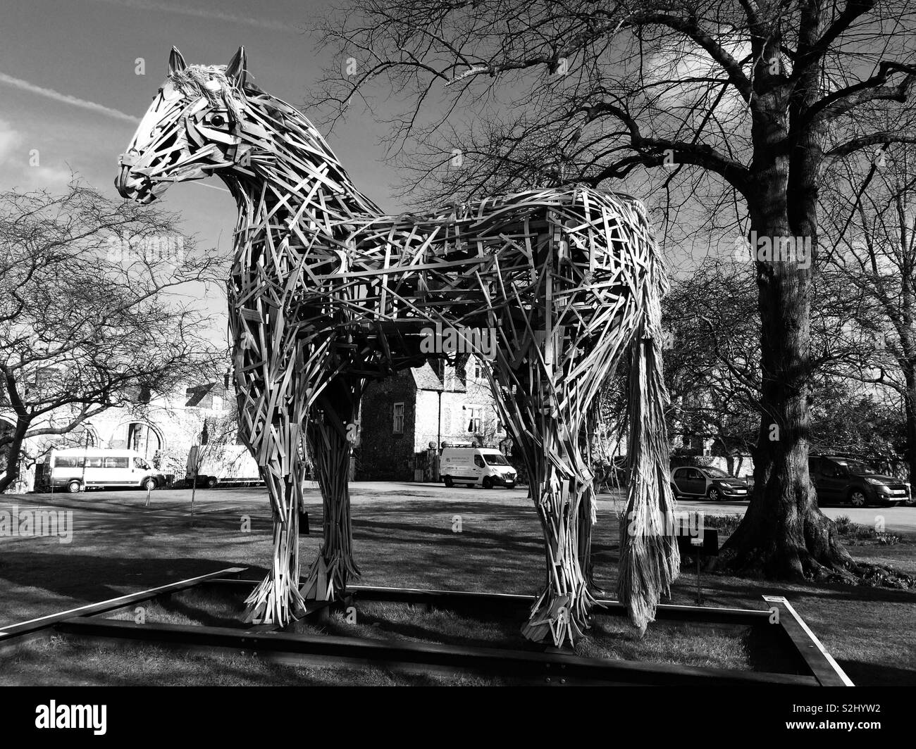 Warhorse memorial outside Canterbury cathedral - Smartphone Captured Stock Image