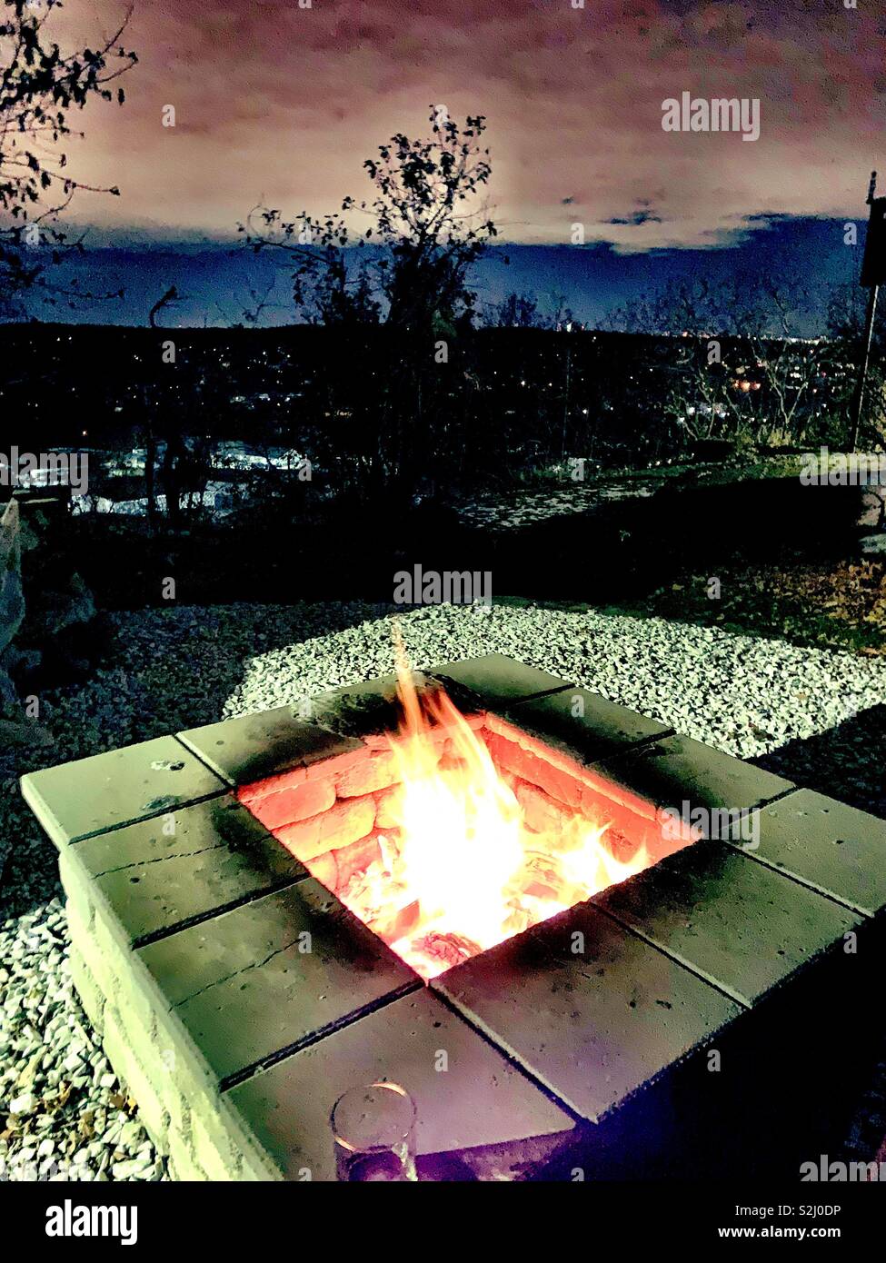 Fire pit with a view!! Stock Photo