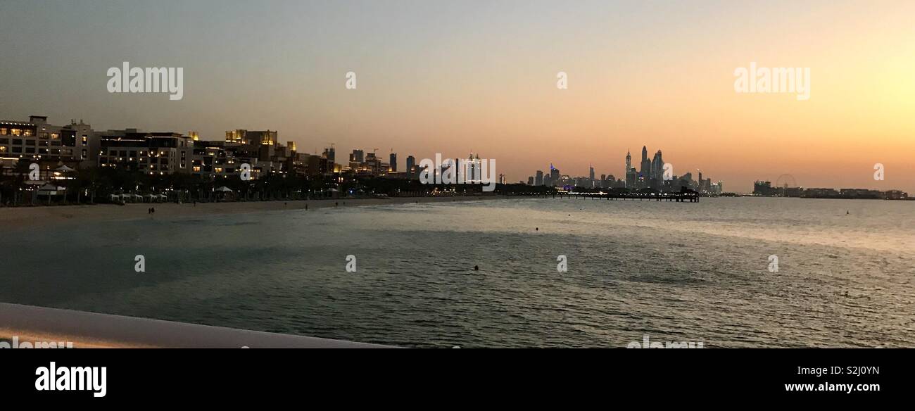 Dubai skyline at night - Smartphone Captured Stock Image