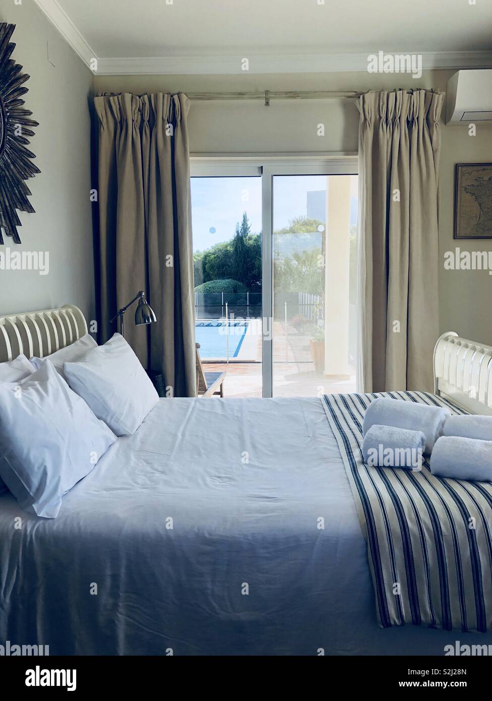 Smart bedroom in villa - Smartphone Captured Stock Image