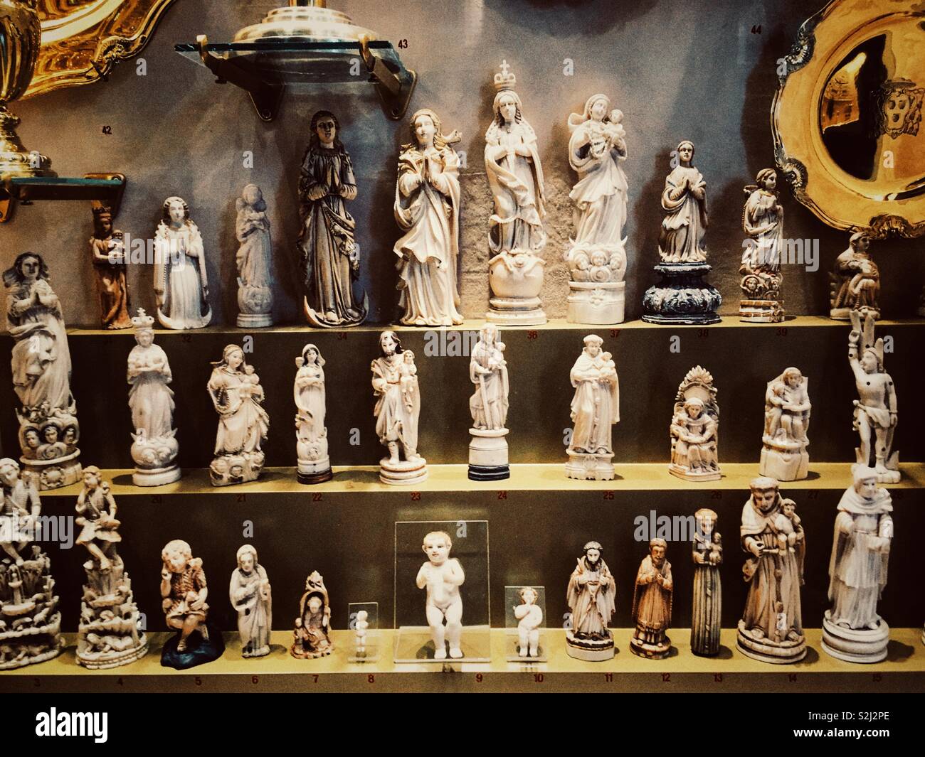 Religious artefacts in a display case at Vatican Museum, Rome Stock