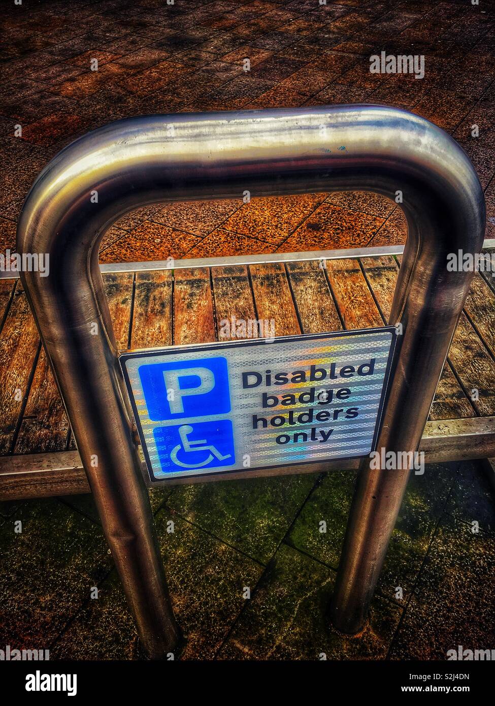 Parking space for disabled people sign Stock Photo
