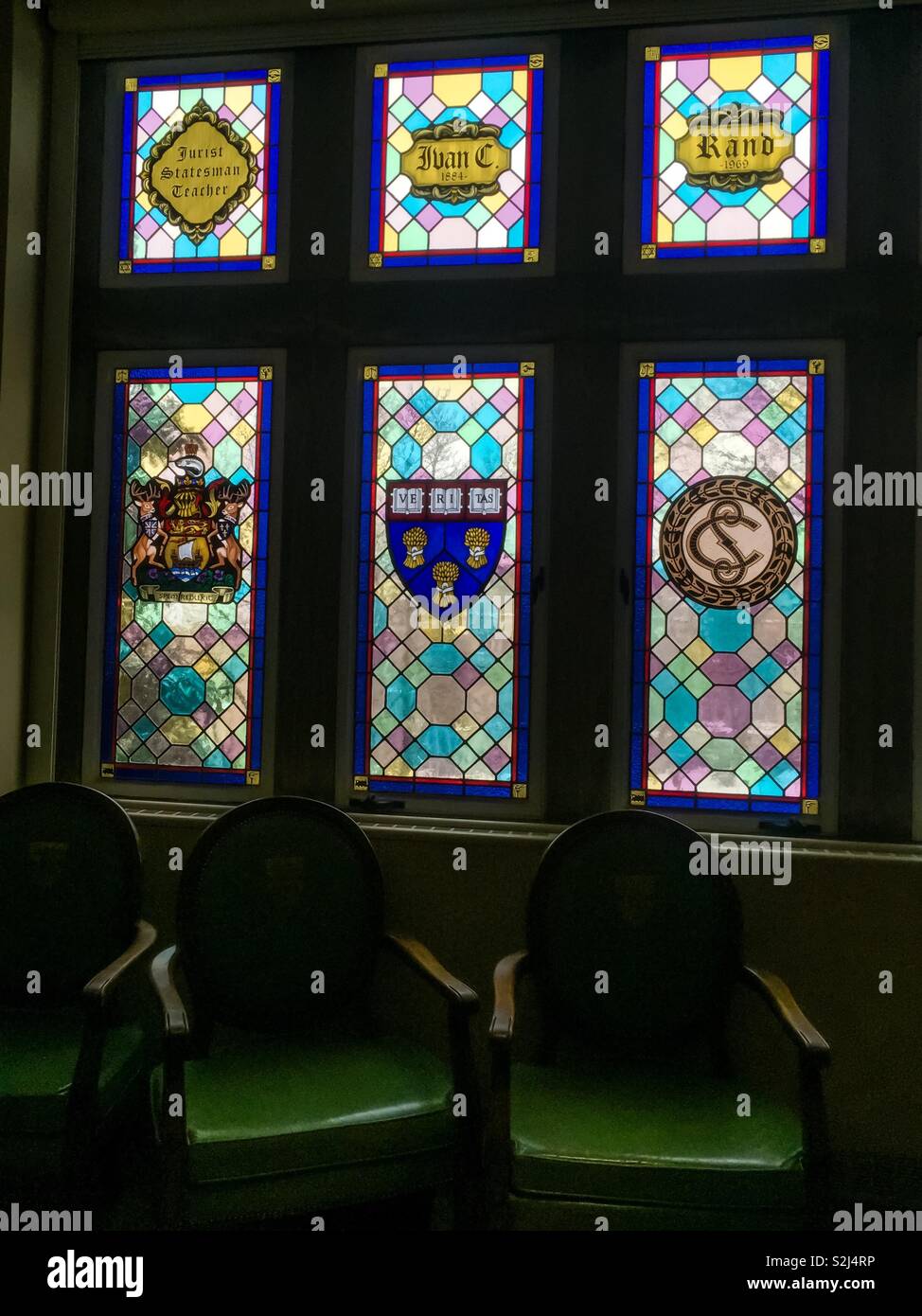 Leather chairs and stained glass - Smartphone Captured Stock Image