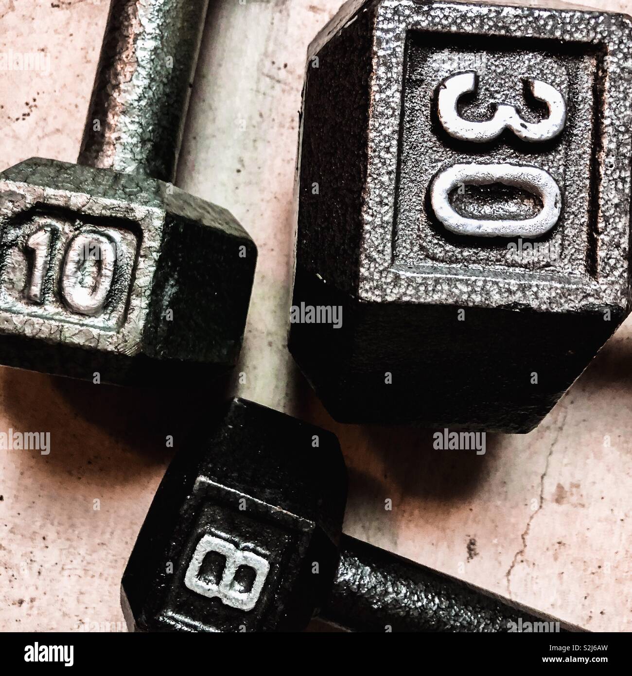 Assorted dumbbells - Smartphone Captured Stock Image