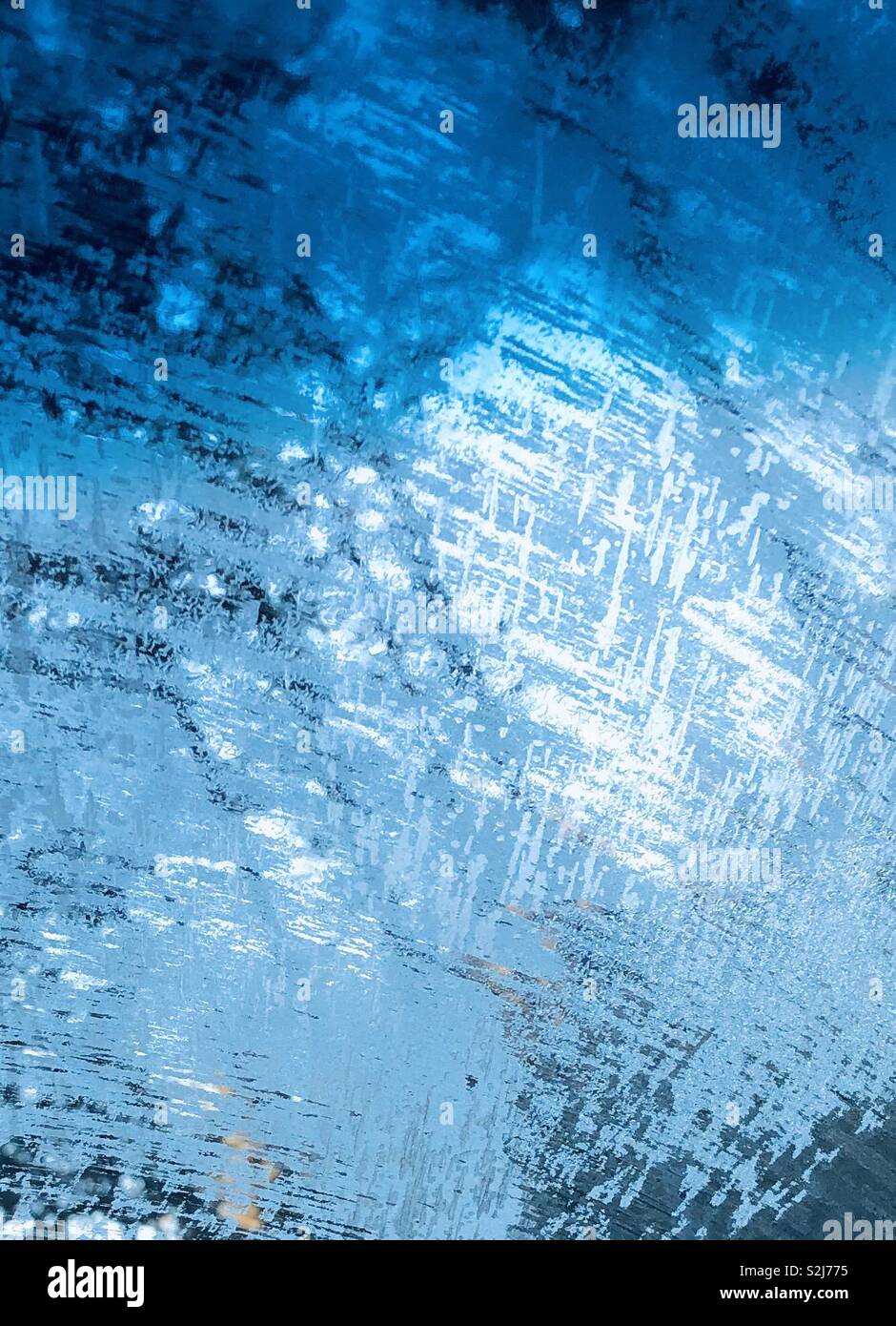Abstract frost on the windshield inside looking out Stock Photo Alamy