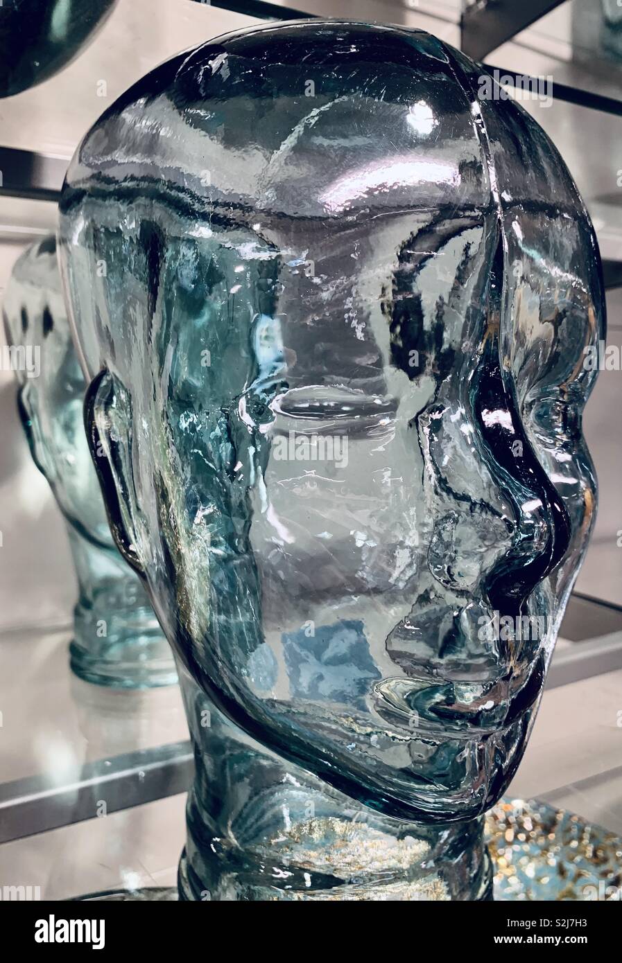 Vintage Clear Green Tinted Glass Mannequin Head - Glass Head Statue - Glass  Mannequin Store Display