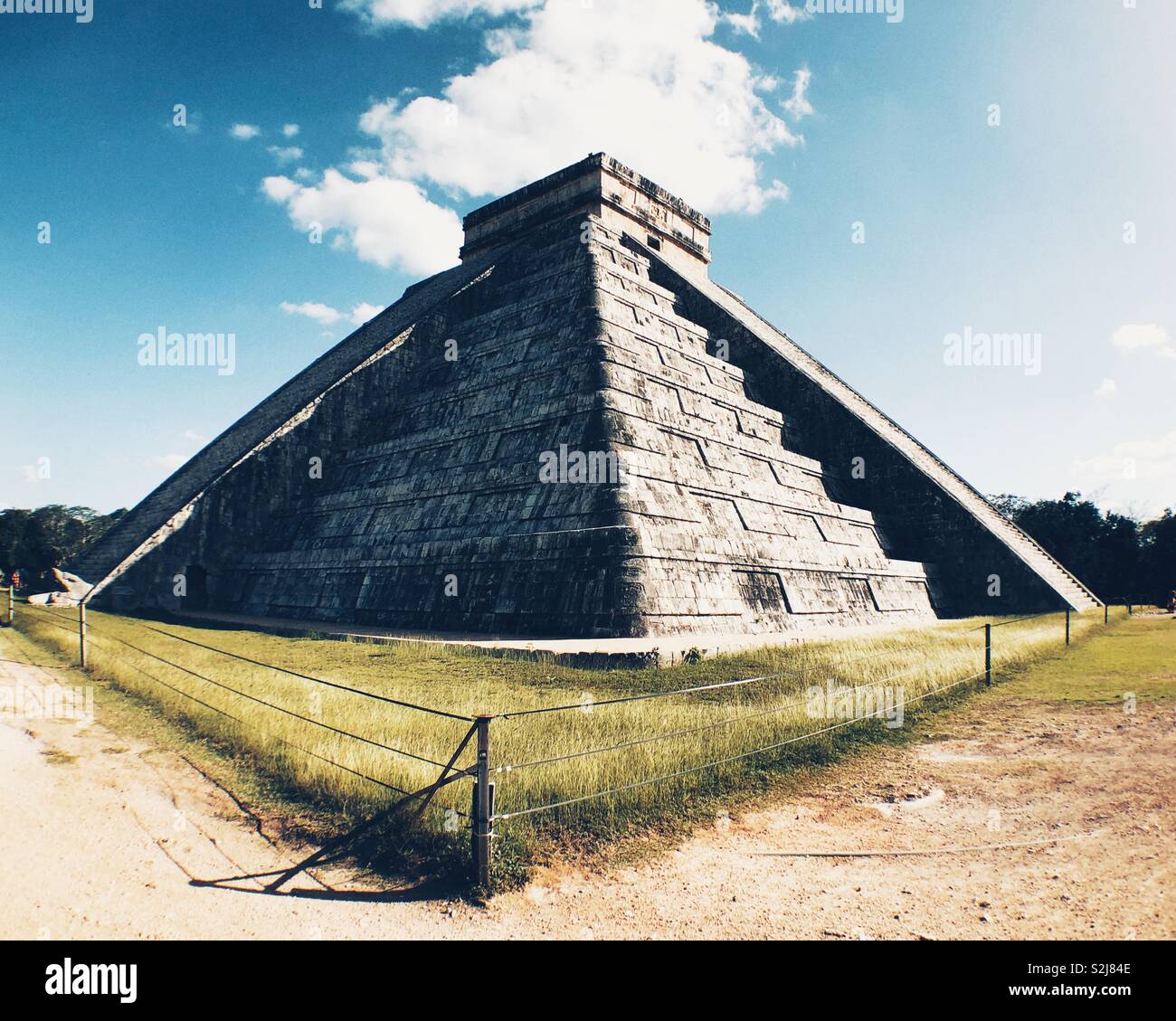 Magnificent architecture of El Castillo or Temple of Kukulcan in Chichen Itza, yucatan, mexico - Smartphone Captured Stock Image