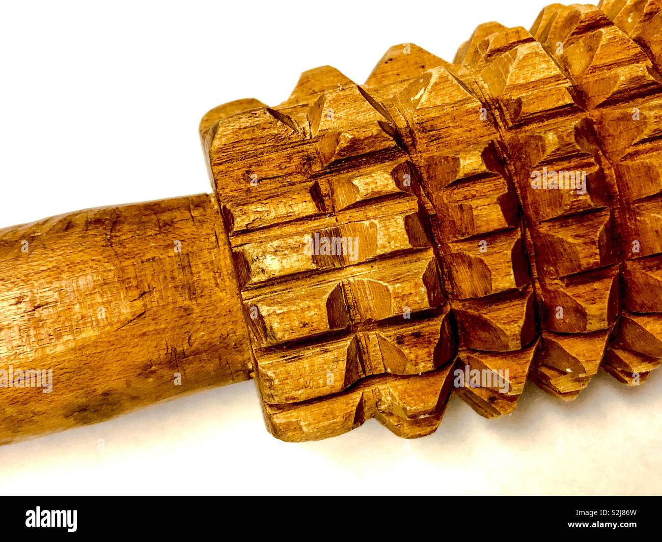 Old fashioned textured Swedish rolling pin Stock Photo Alamy