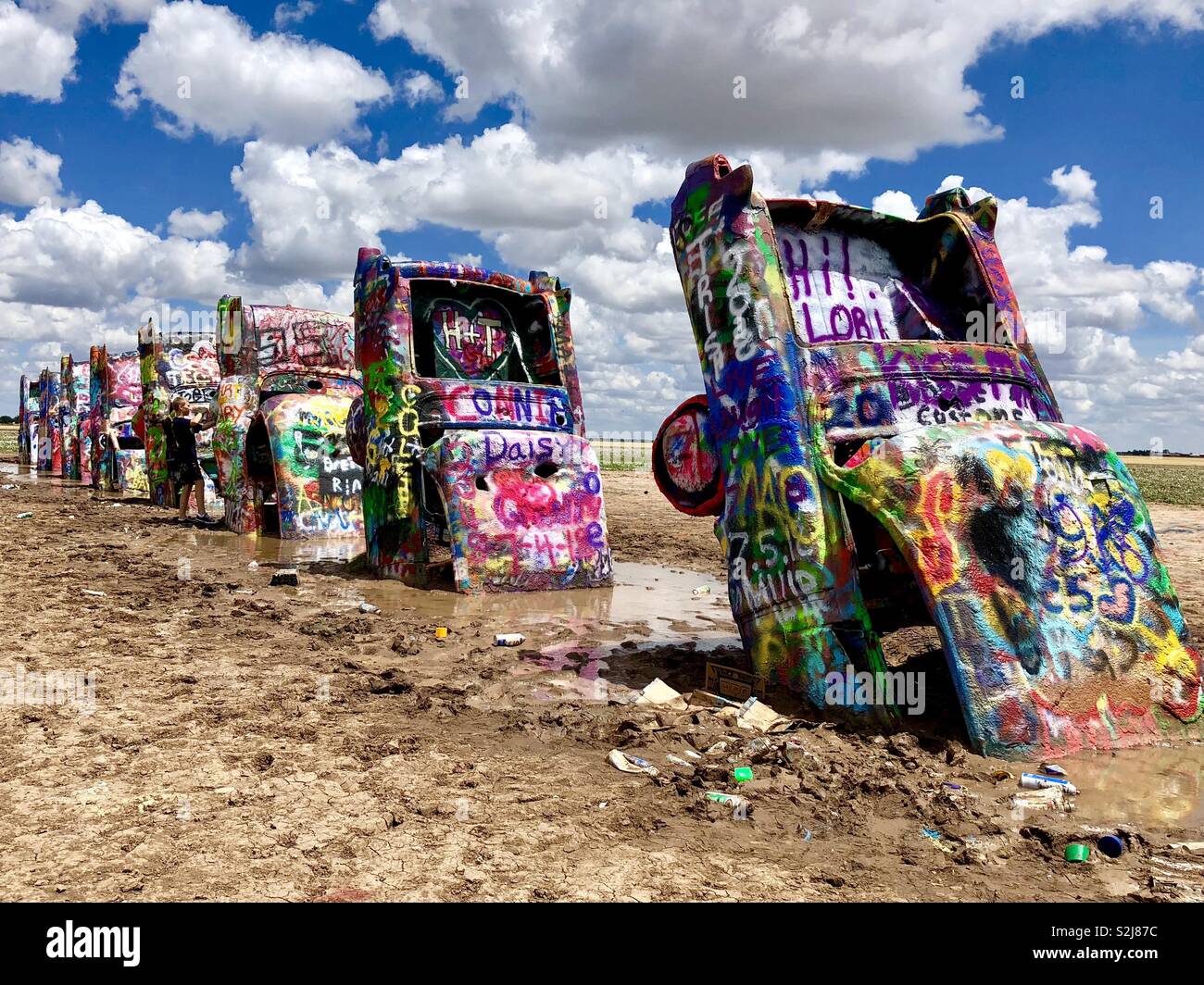 Cadillac ranch in Amarillo, Texas - Smartphone Captured Stock Image