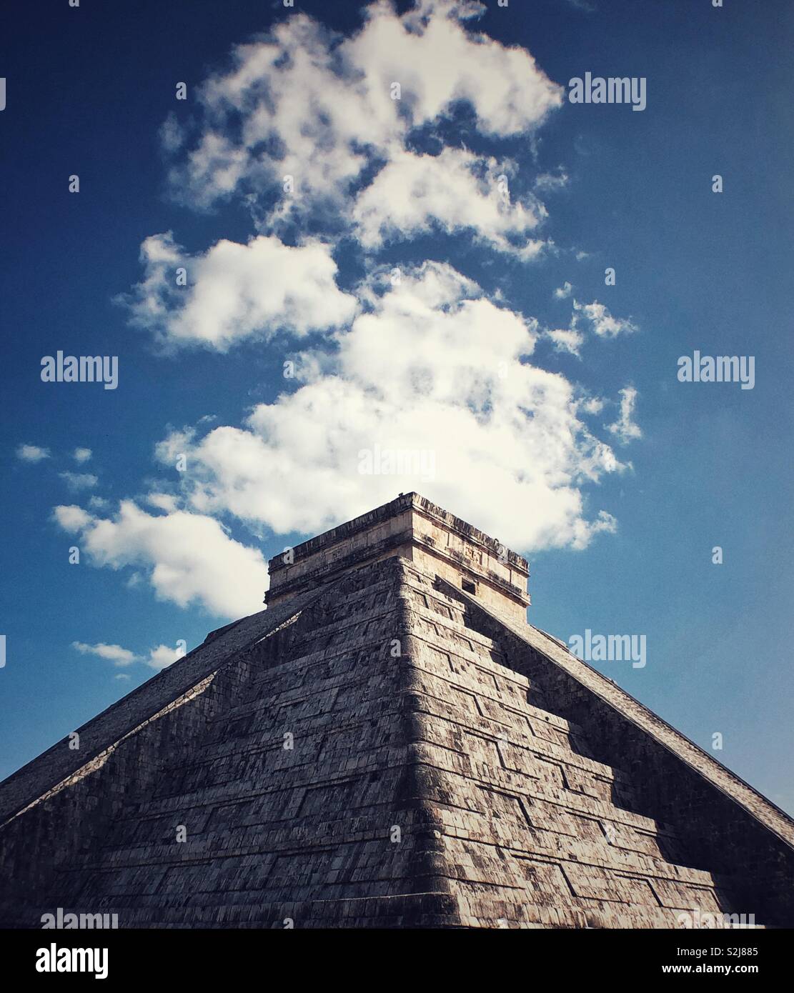 Magnificent architecture of El Castillo or Temple of Kukulcan in Chichen Itza, yucatan, mexico - Smartphone Captured Stock Image