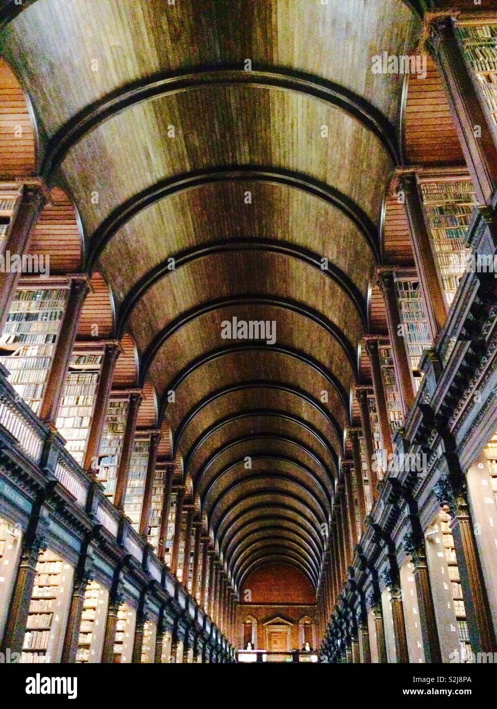 The ceiling of the Long Room of the Old Library at Trinity college in Dublin Ireland - Smartphone Captured Stock Image