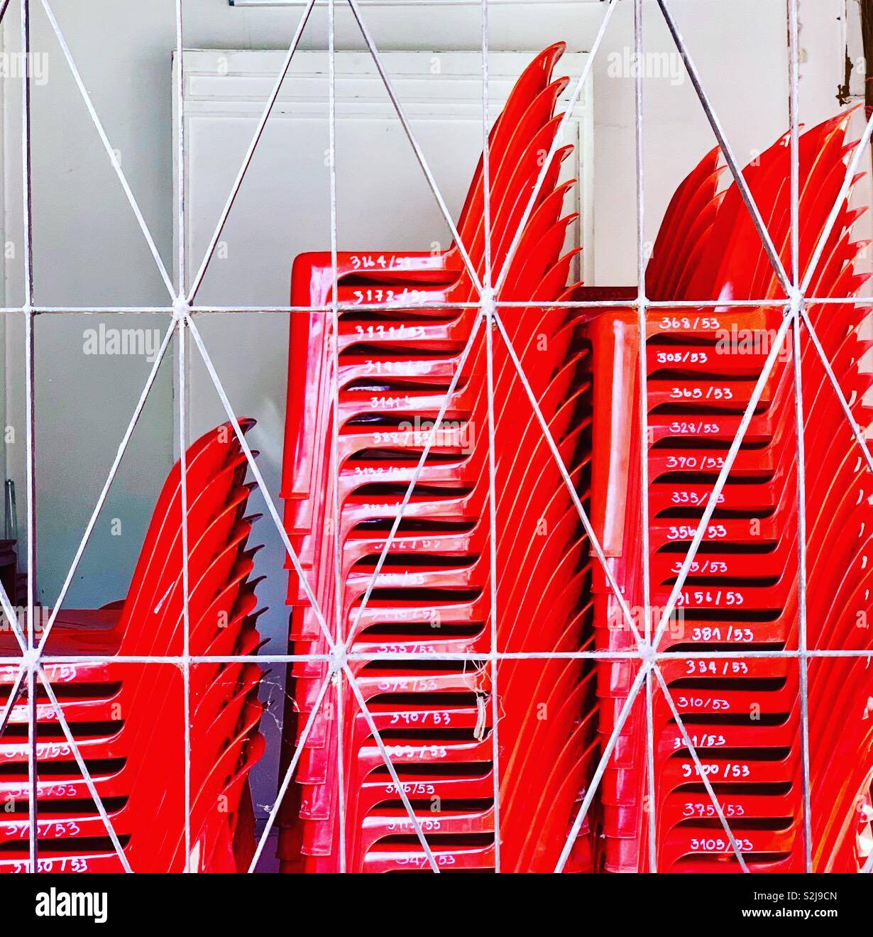 Red chairs - Smartphone Captured Stock Image