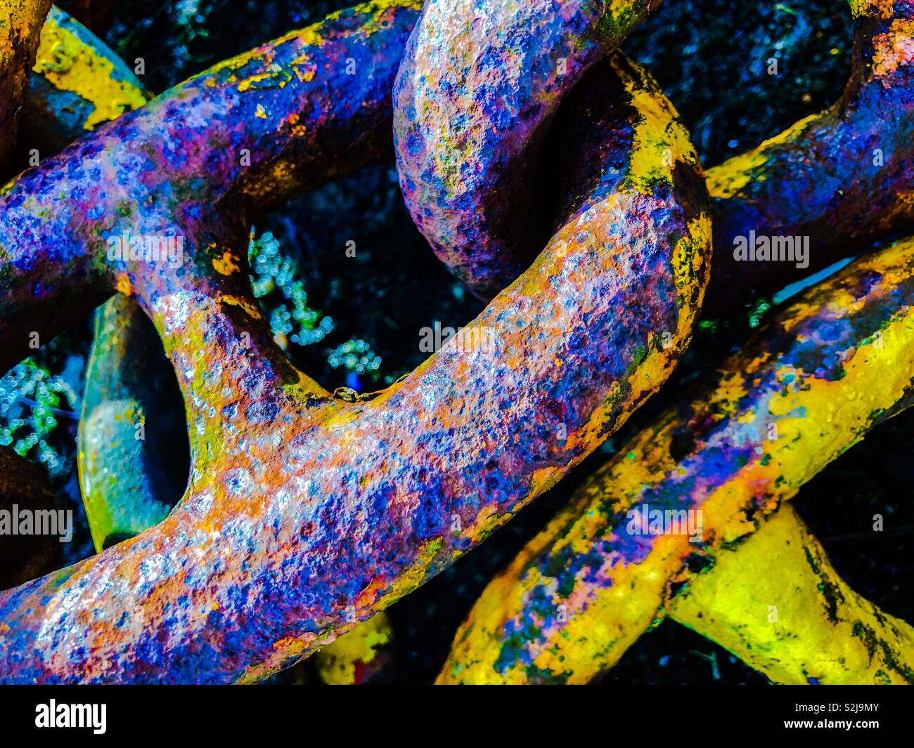 Rusty mooring chain. Scotland. UK. - Smartphone Captured Stock Image