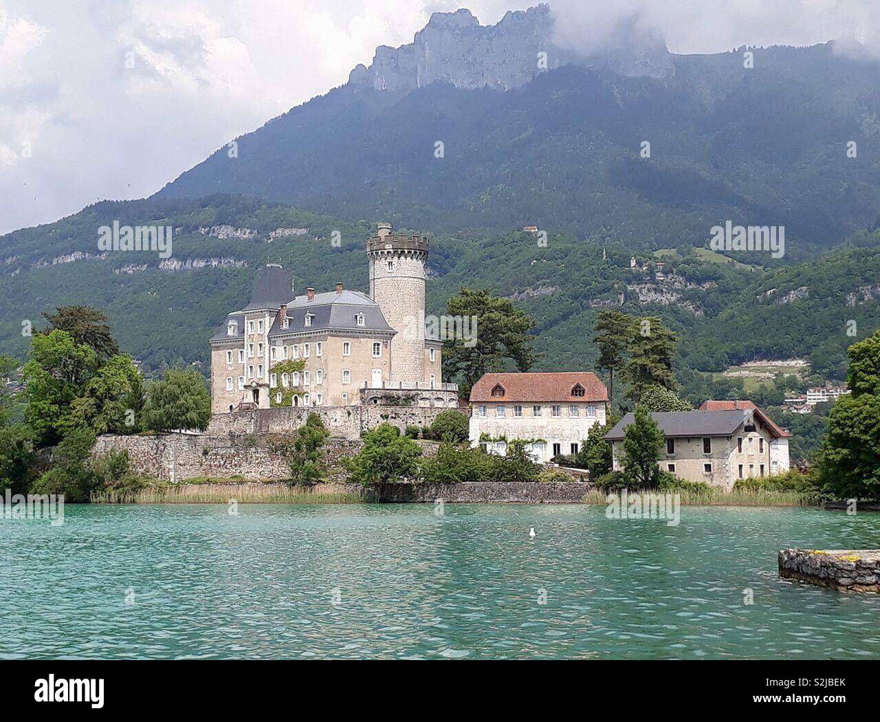 Castle on Lake Annecy Stock Photo - Alamy