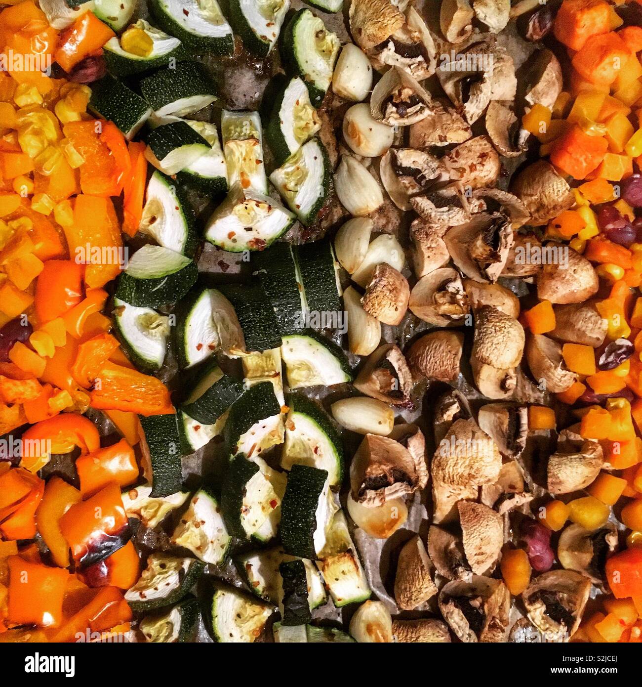 Oven roasted vegetables Stock Photo