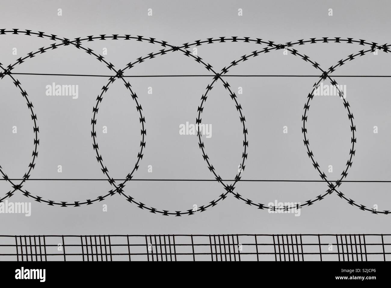 Loops of razor wire Stock Photo - Alamy