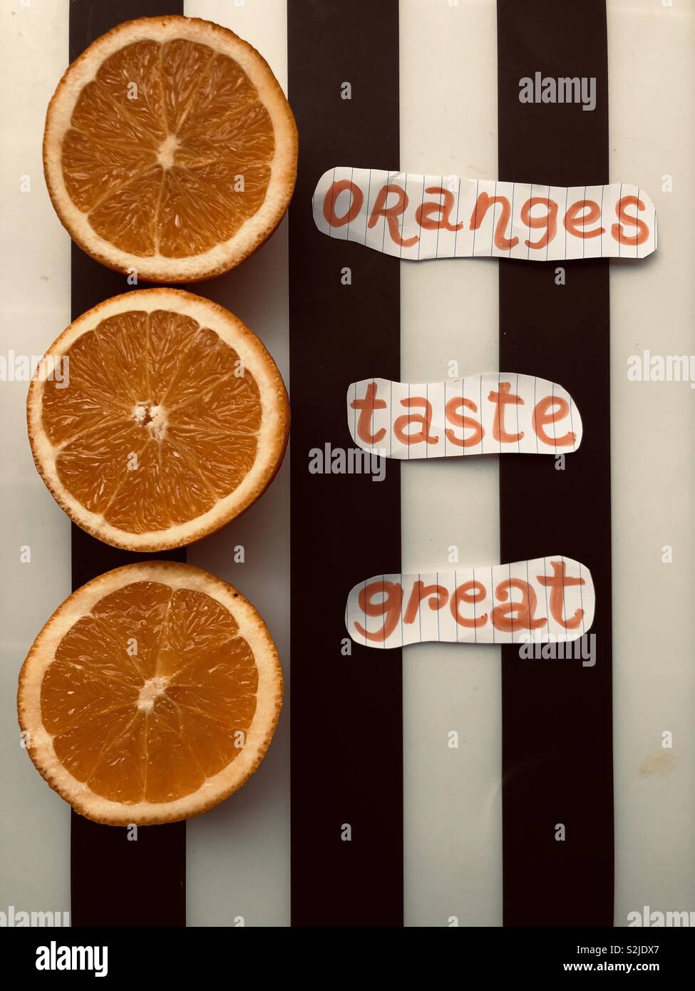 Three oranges cut in half - Smartphone Captured Stock Image